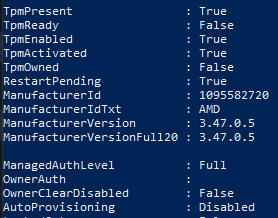 Get-Tpm Verification Output
